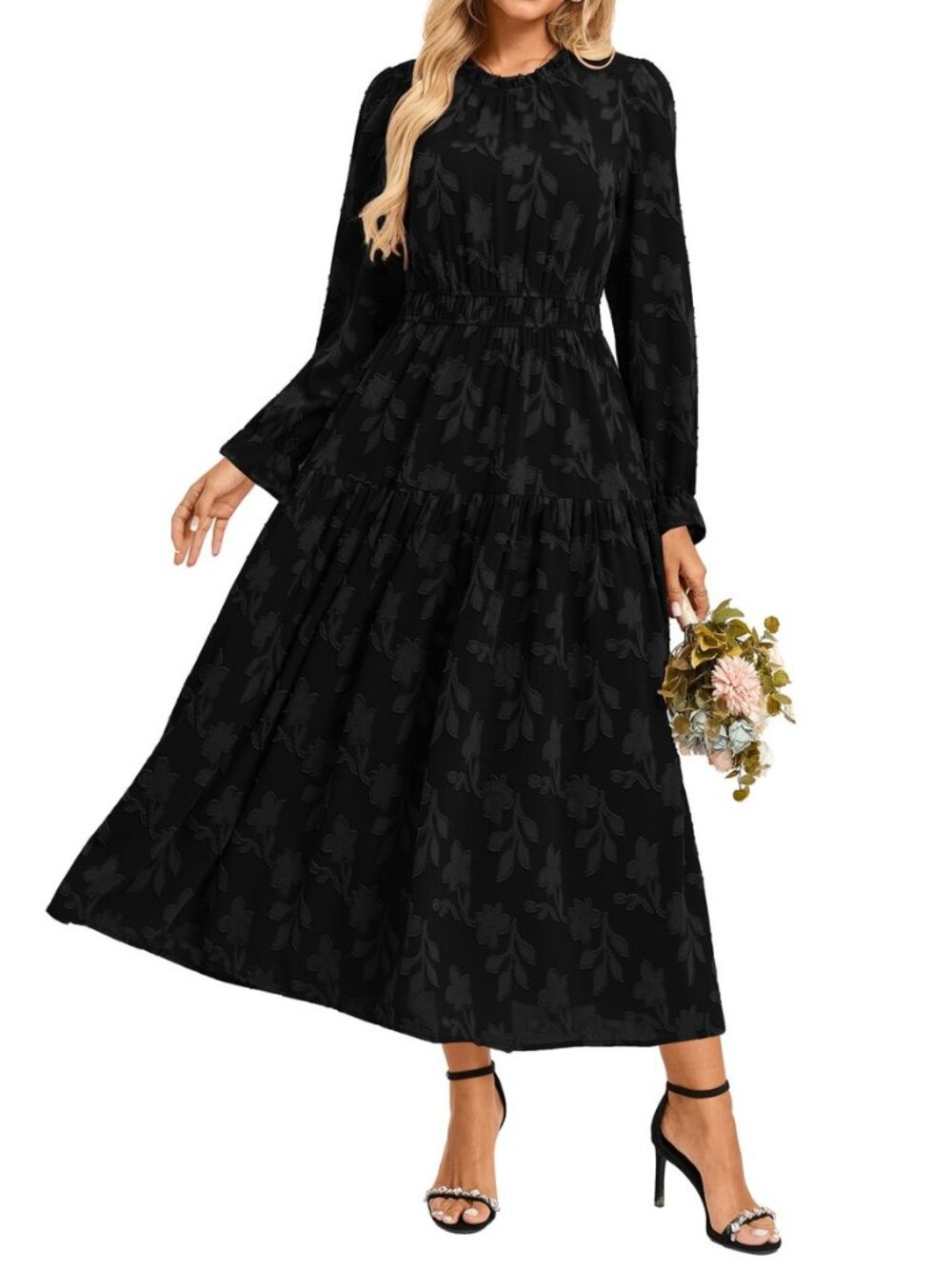 Women's 2026 Fall Long Sleeve Floral Midi Dress